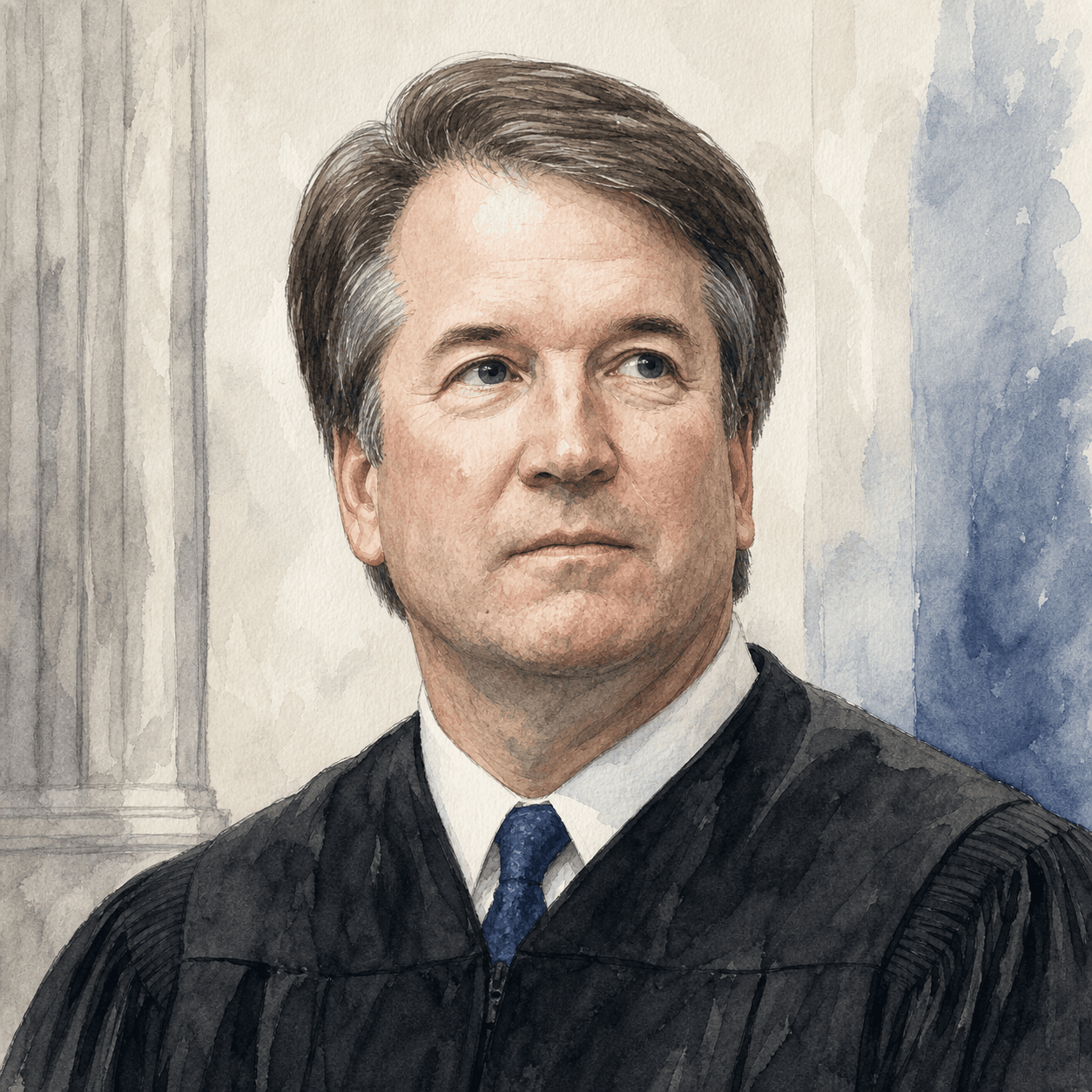 Illustrative watercolor portrait of Brett M. Kavanaugh